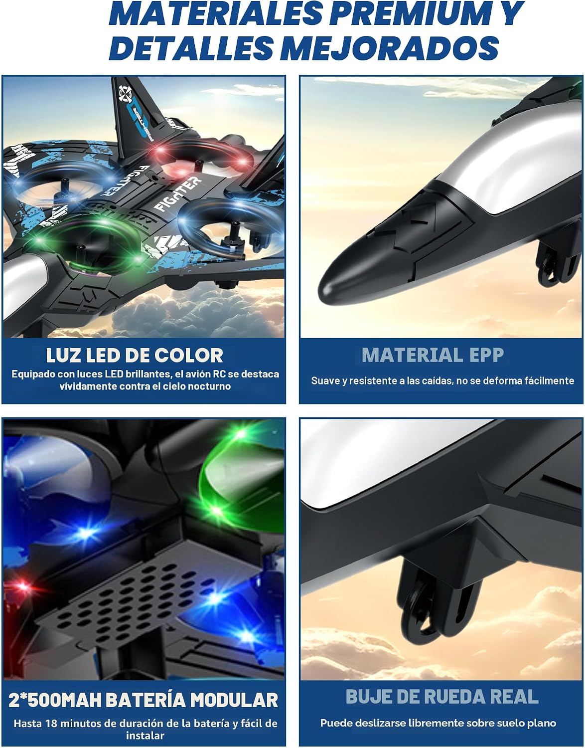 Drones para niños con forma de avión a control remoto, avión de con...