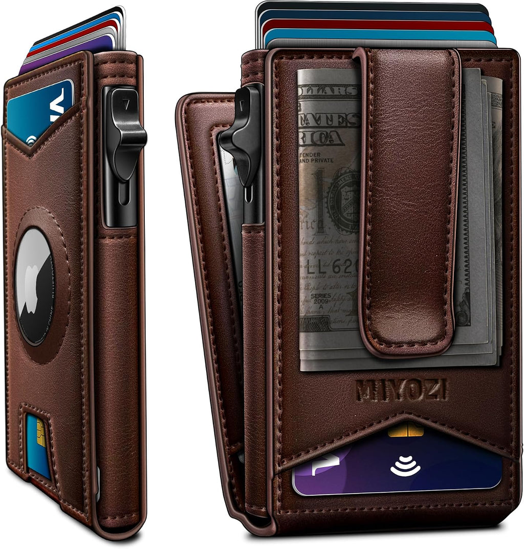 miyozi Airtag - Cartera para hombre con clip para dinero, 9 tarjeta...