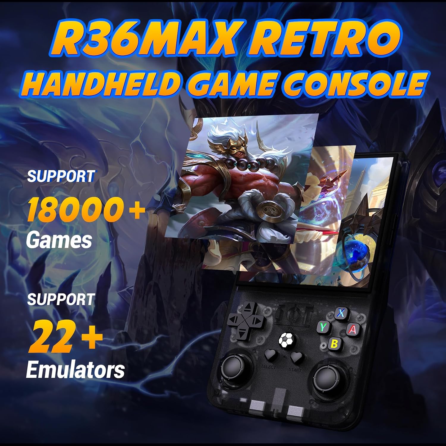 R36MAX - Consola de juegos portátil portátil IPS de 4 pulgadas, sis...