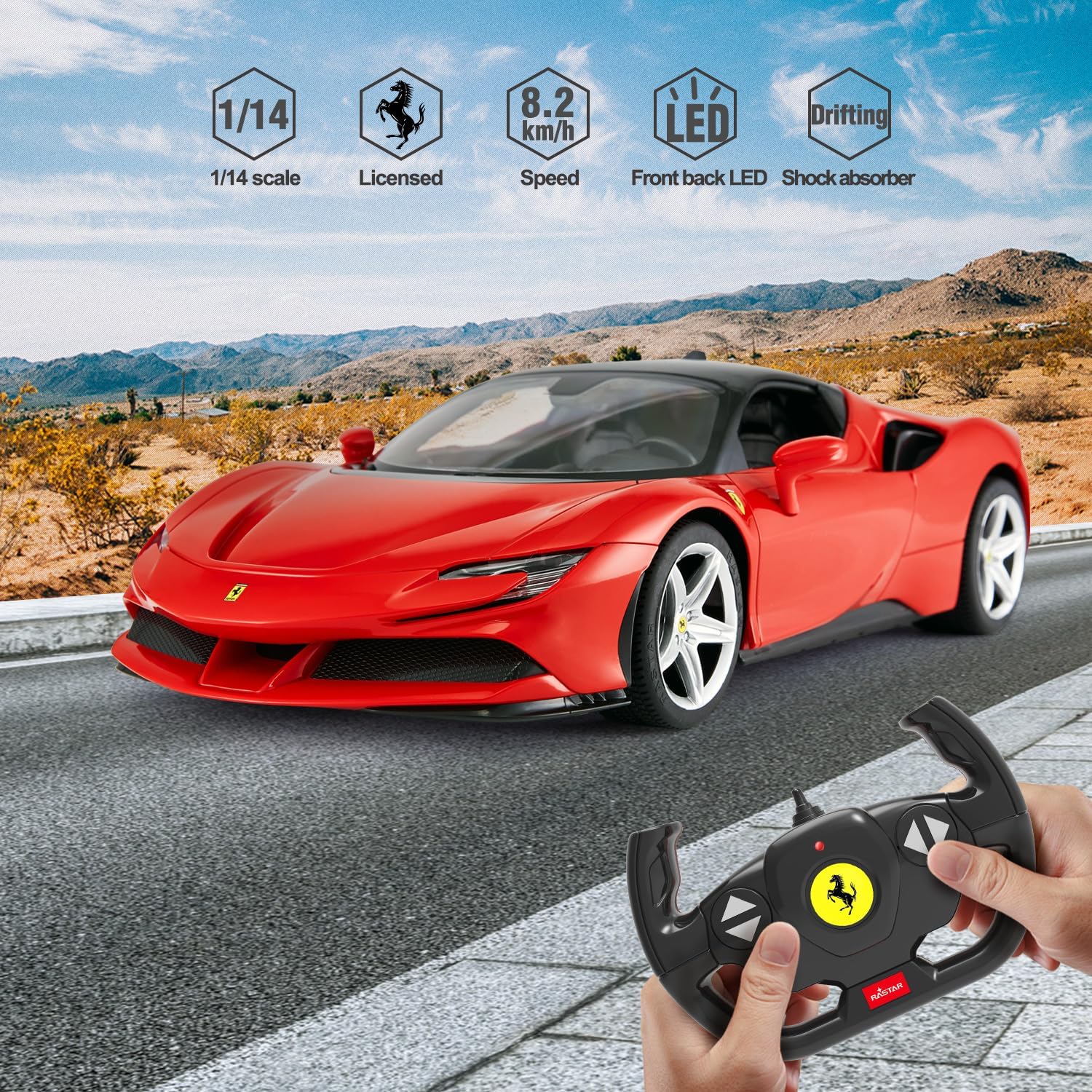 RASTAR 1\/14 Ferrari SF90 Stradale Coche con control remoto por rad...