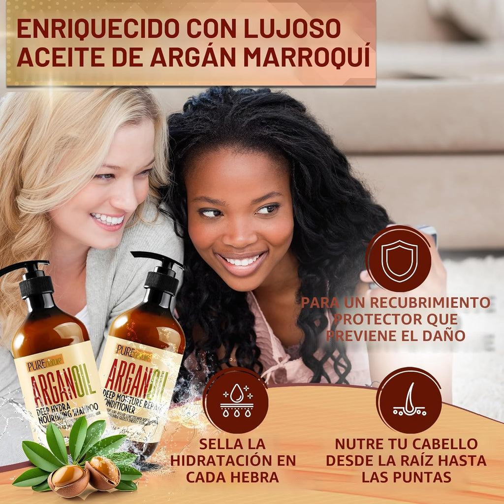 Juego de champú y acondicionador de aceite de argán, cuidado marroq...