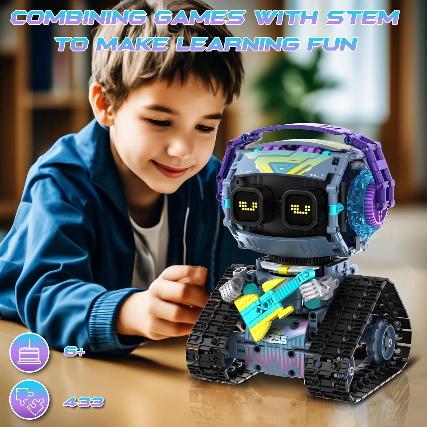 QHECTTY Kit de construcción de robot STEM para niños de 6 a 14 años...