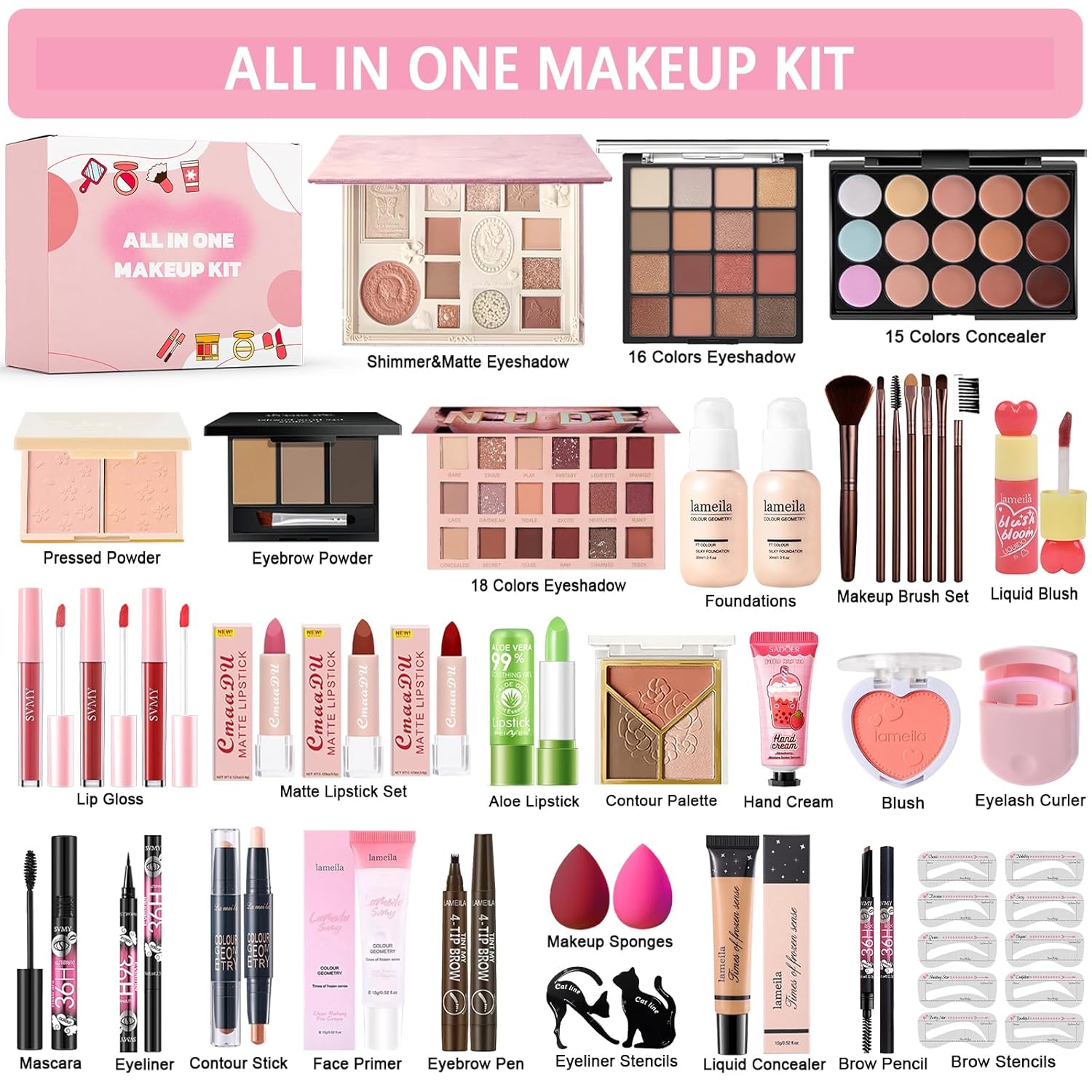 Kit de maquillaje todo en uno para mujeres, kit completo, juego de...