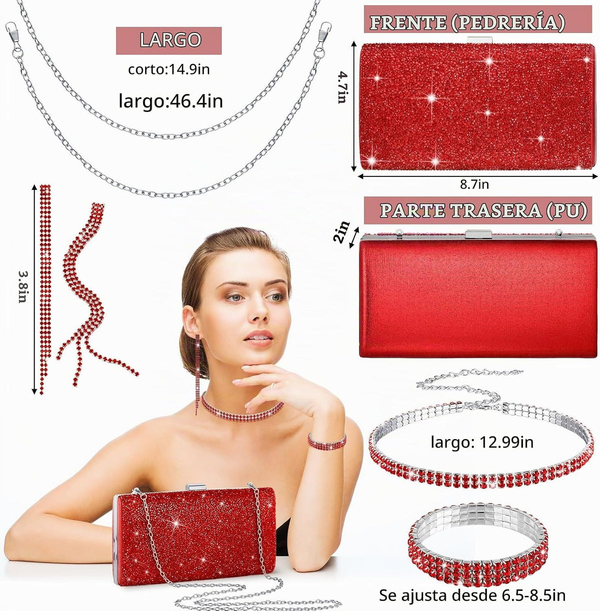 Kigeli 4 Pcs Rhinestone Jewelry Set