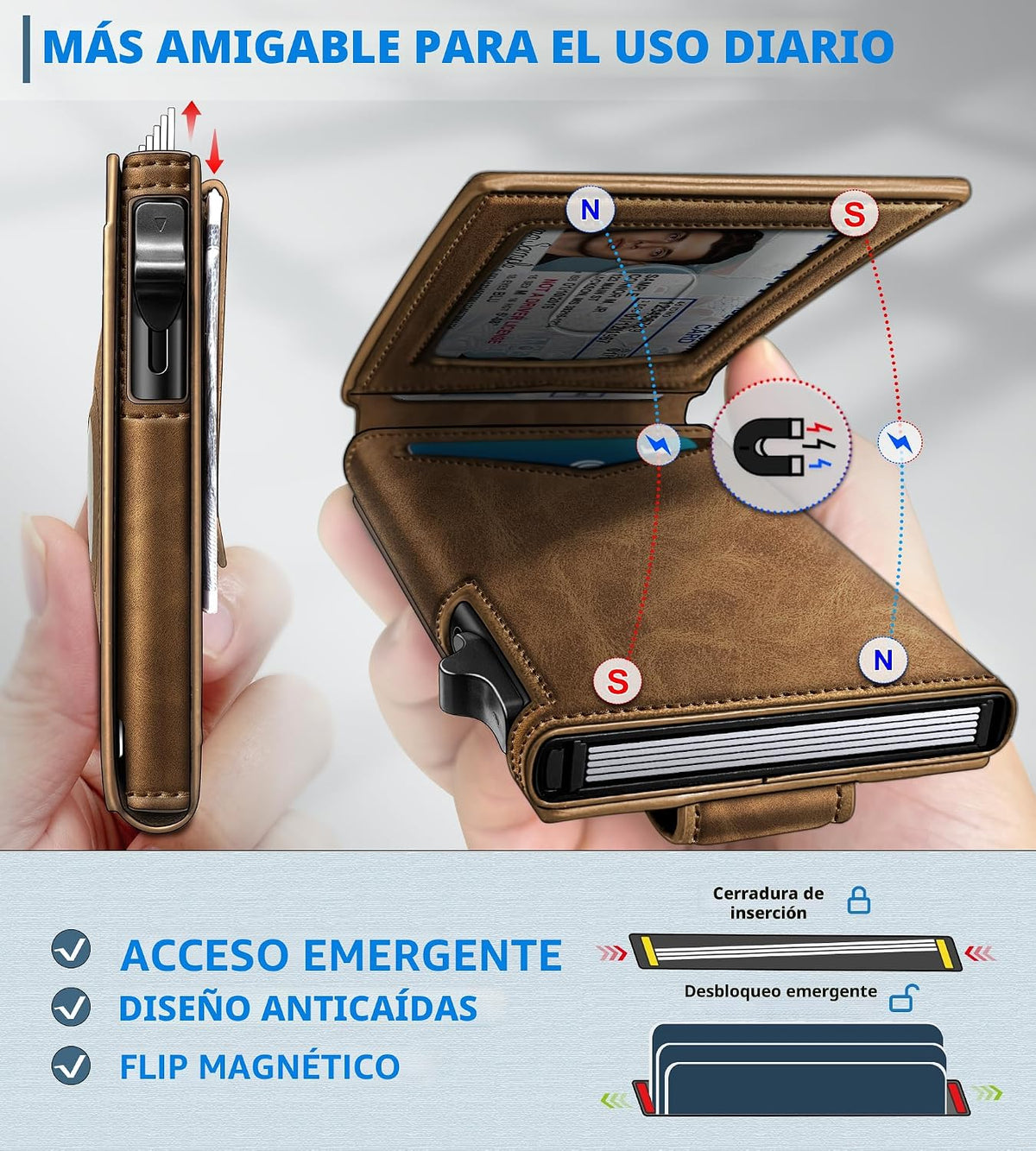 miyozi Airtag - Cartera para hombre con clip para dinero, 9 tarjeta...