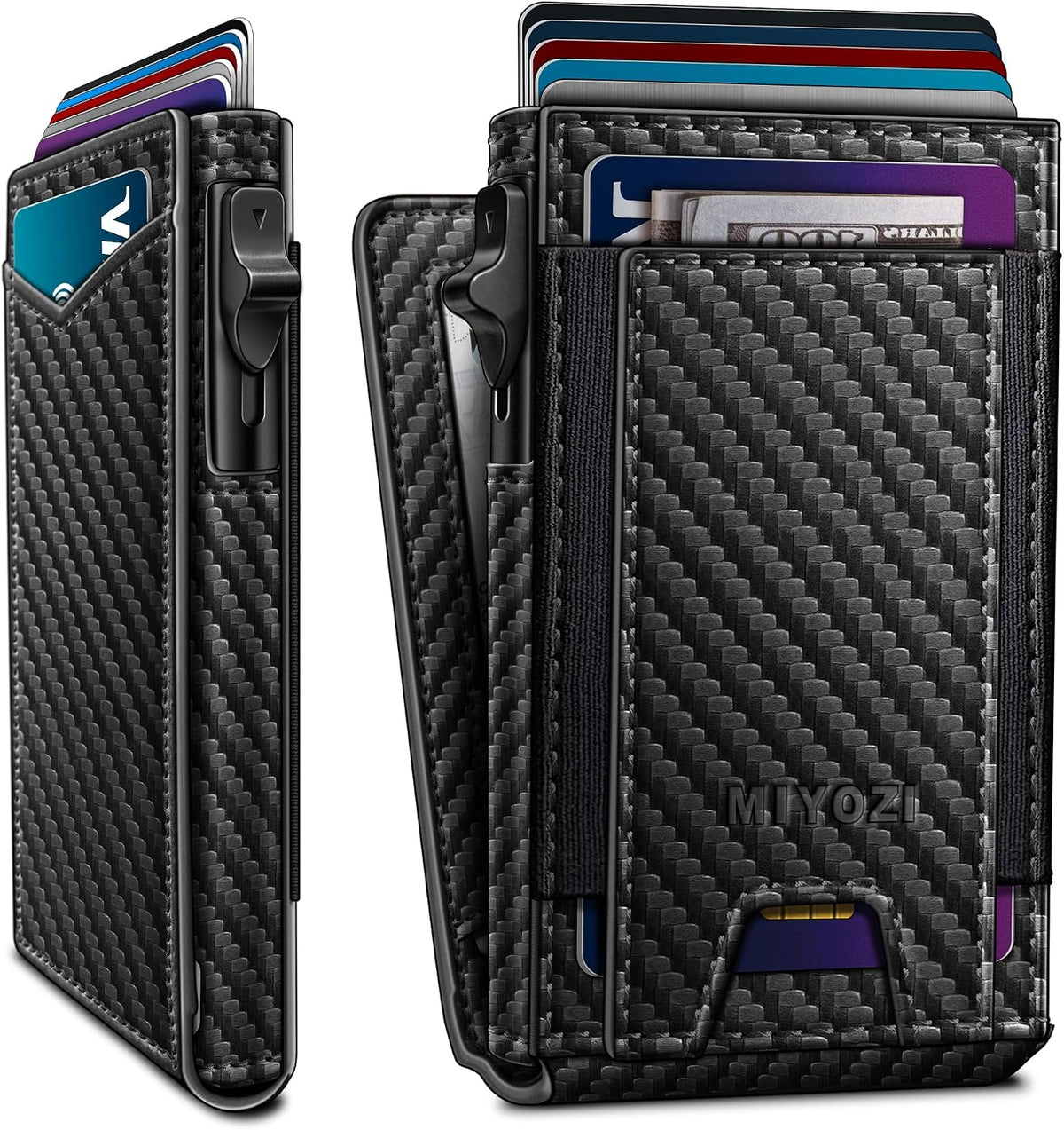 miyozi Cartera para hombre, tarjetero desplegable delgado, con bloq...