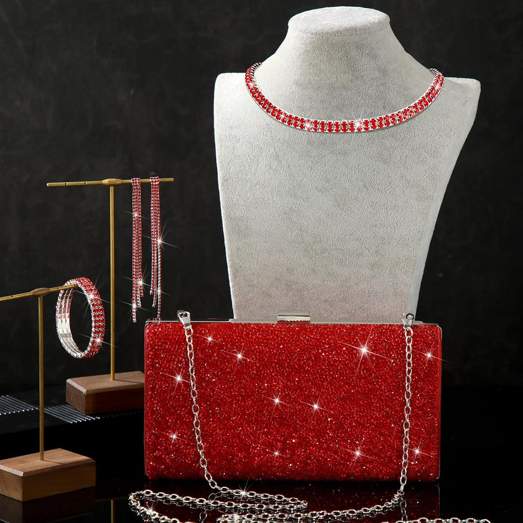 Kigeli 4 Pcs Rhinestone Jewelry Set