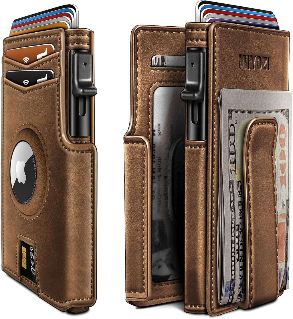 Miyozi - Billetera Airtag para hombre, con clip de dinero, estuche...