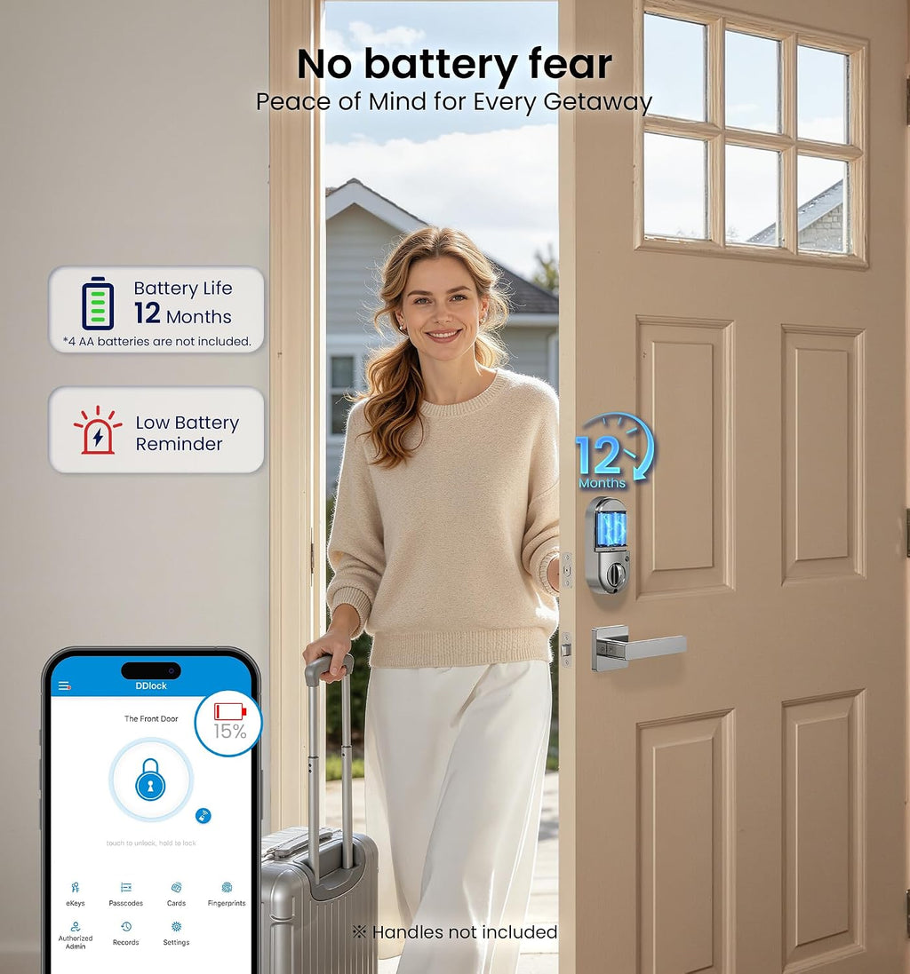 Veise Cerradura de puerta inteligente con huella dactilar RZ07, con...