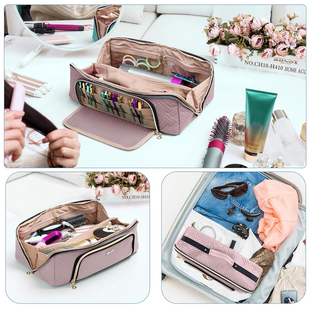 ELCUPA Bolsa de Viaje Grande para Herramientas de Cabello con Alfom...