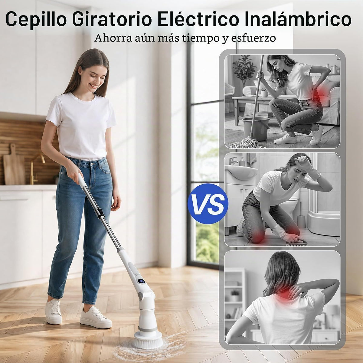 JOYMOOP Limpiador eléctrico giratorio, cepillo de limpieza inalámbr...