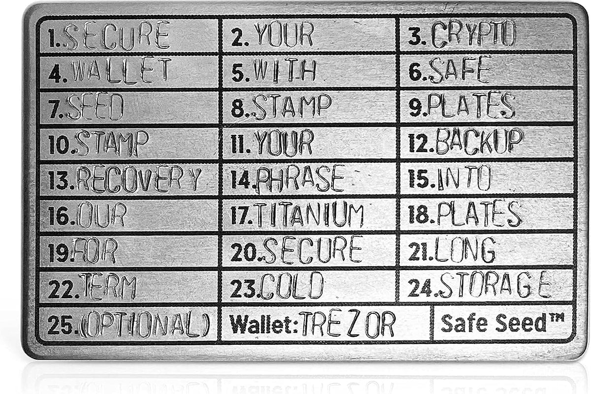 Safe Seed Cartera de metal Edición Titanio 12-25 Word Recovery Pass...