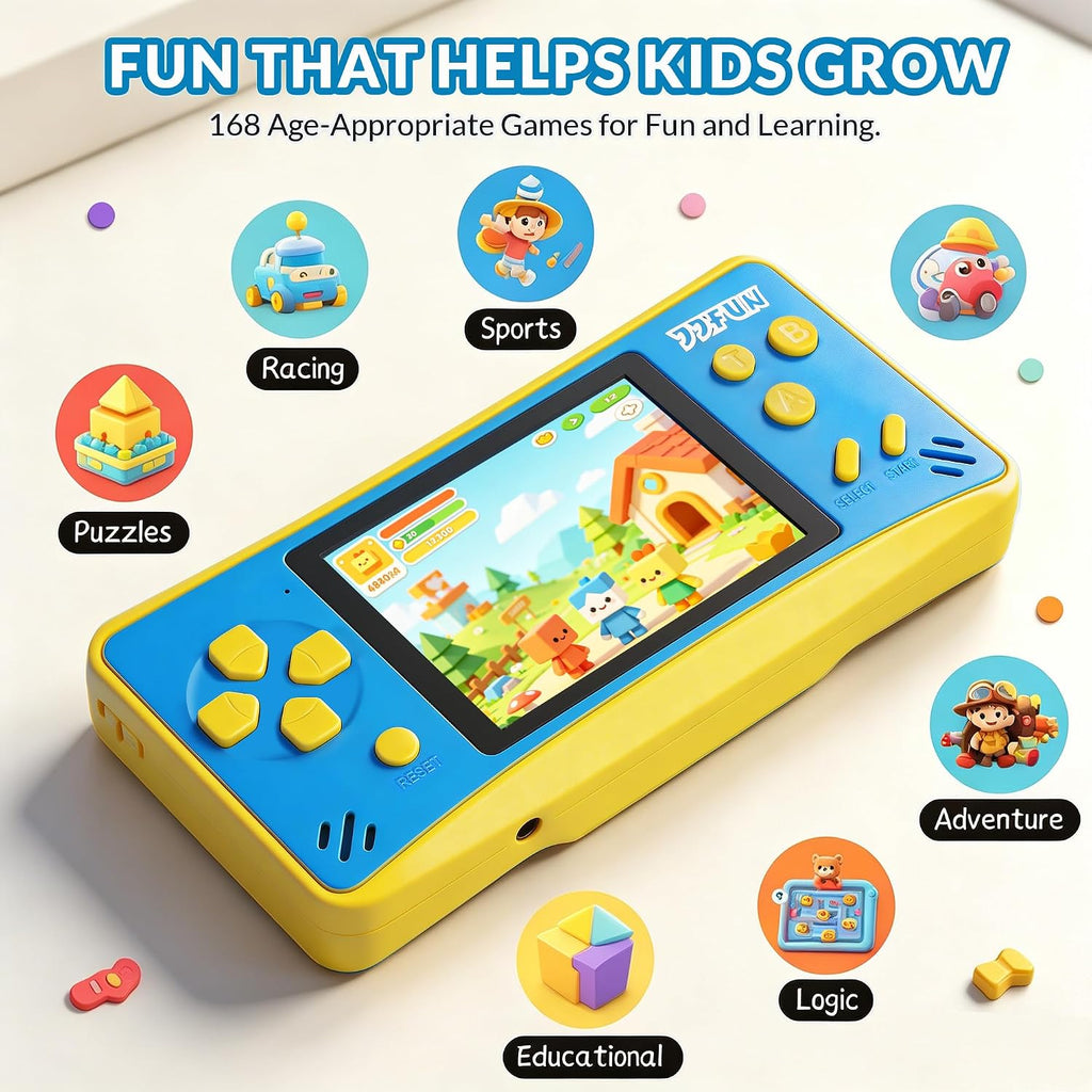 JJFUN Consola de juegos portátil para niños: pantalla de 3.2 pulgad...