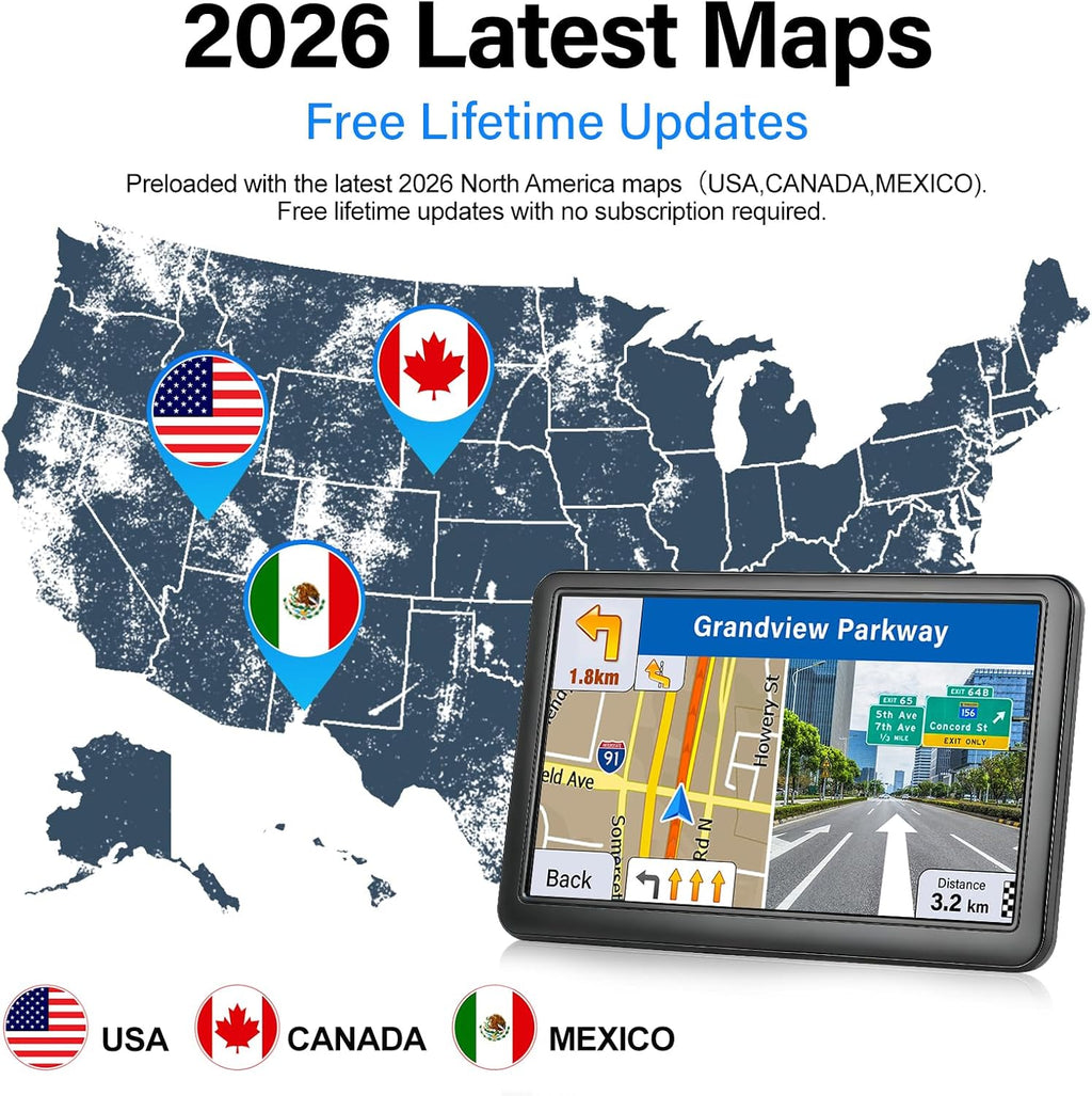 Navegador GPS para coche, camión, RV, pantalla táctil de 7", ma...