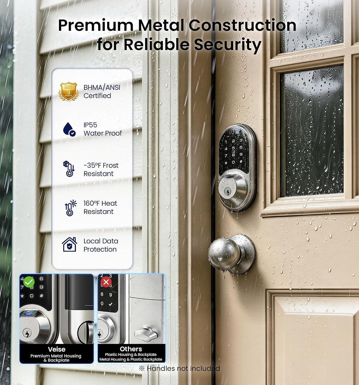 Veise Cerradura de puerta inteligente con huella dactilar RZ07, con...