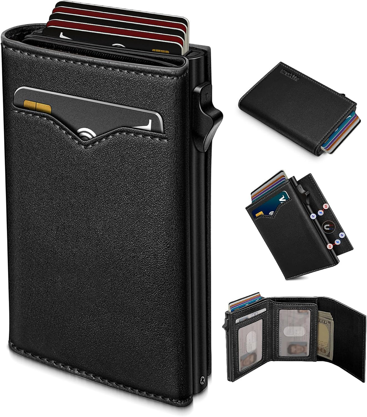 miyozi Cartera para hombre, con bolsillo para efectivo, 2 ventanas...