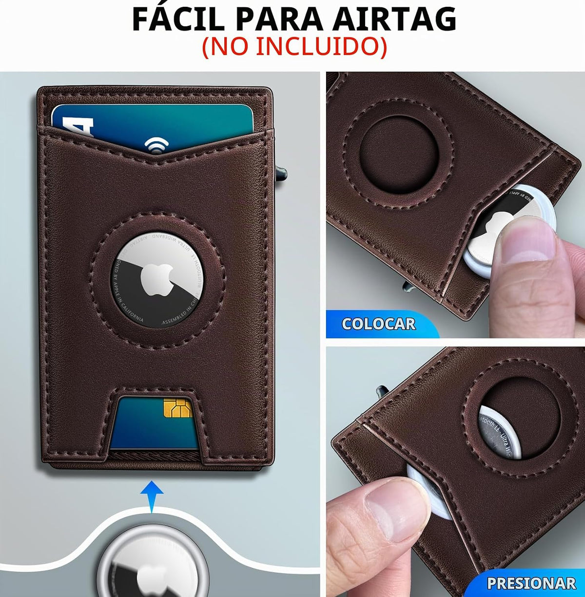 miyozi Airtag - Cartera para hombre con clip para dinero, 9 tarjeta...