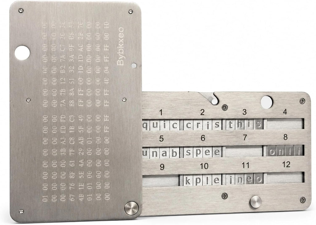 almacenamiento de frases de semillas criptográficas, placa de frase...
