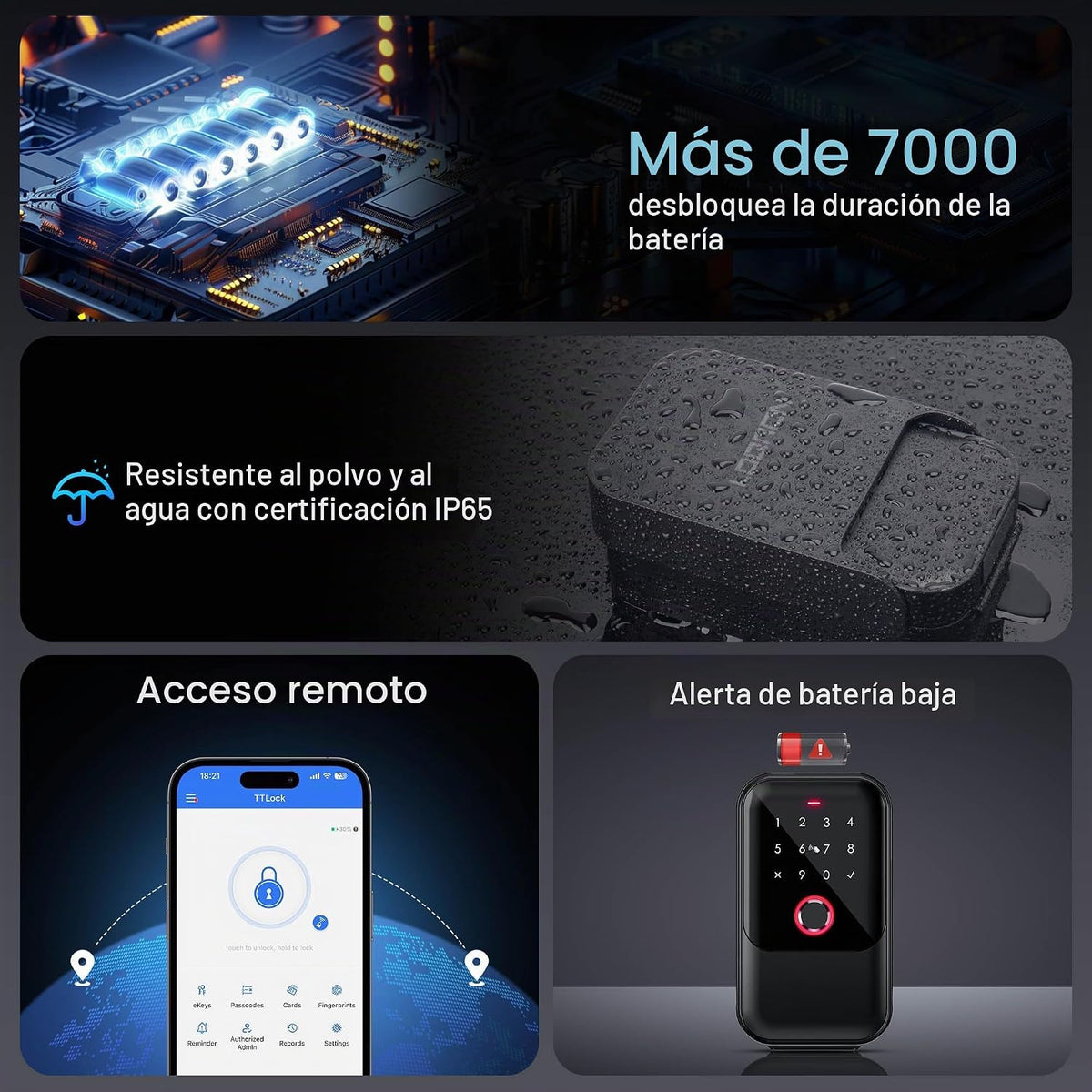 LOQRON Caja de bloqueo inteligente con llave, reconocimiento avanza...