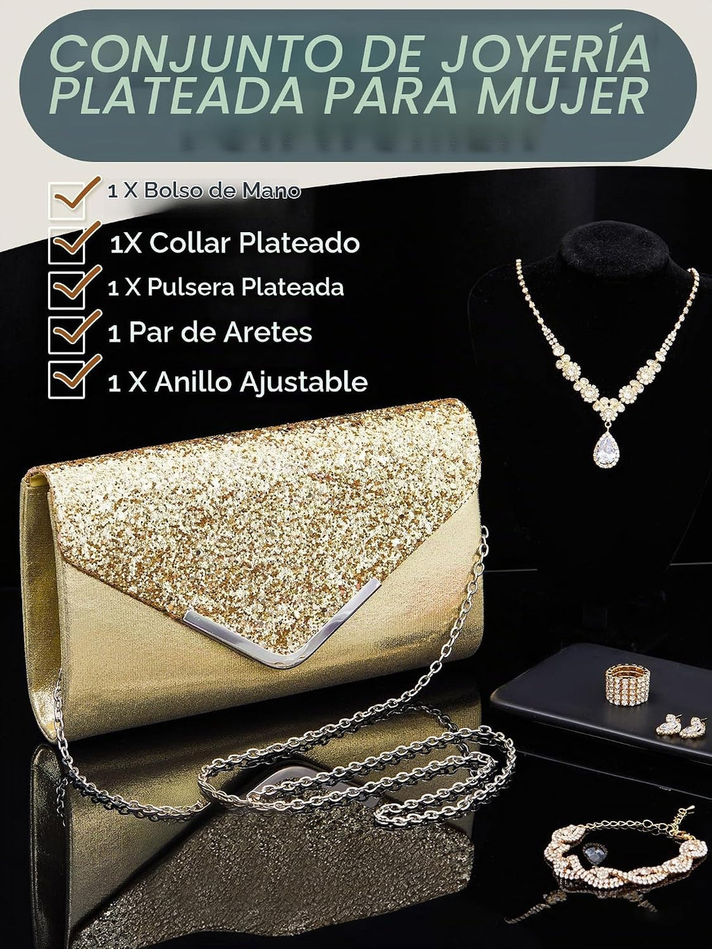 Henoyso Juego de 5 piezas de joyas de diamantes de imitación para g...