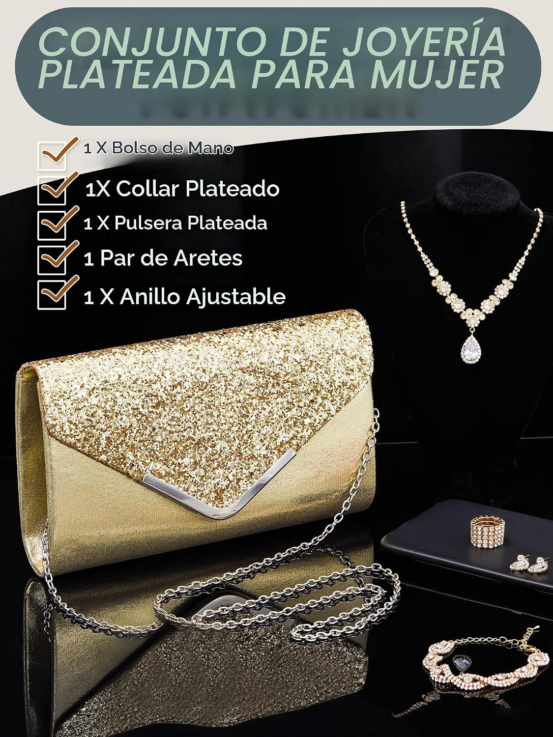 Henoyso Juego de 5 piezas de joyas de diamantes de imitación para g...