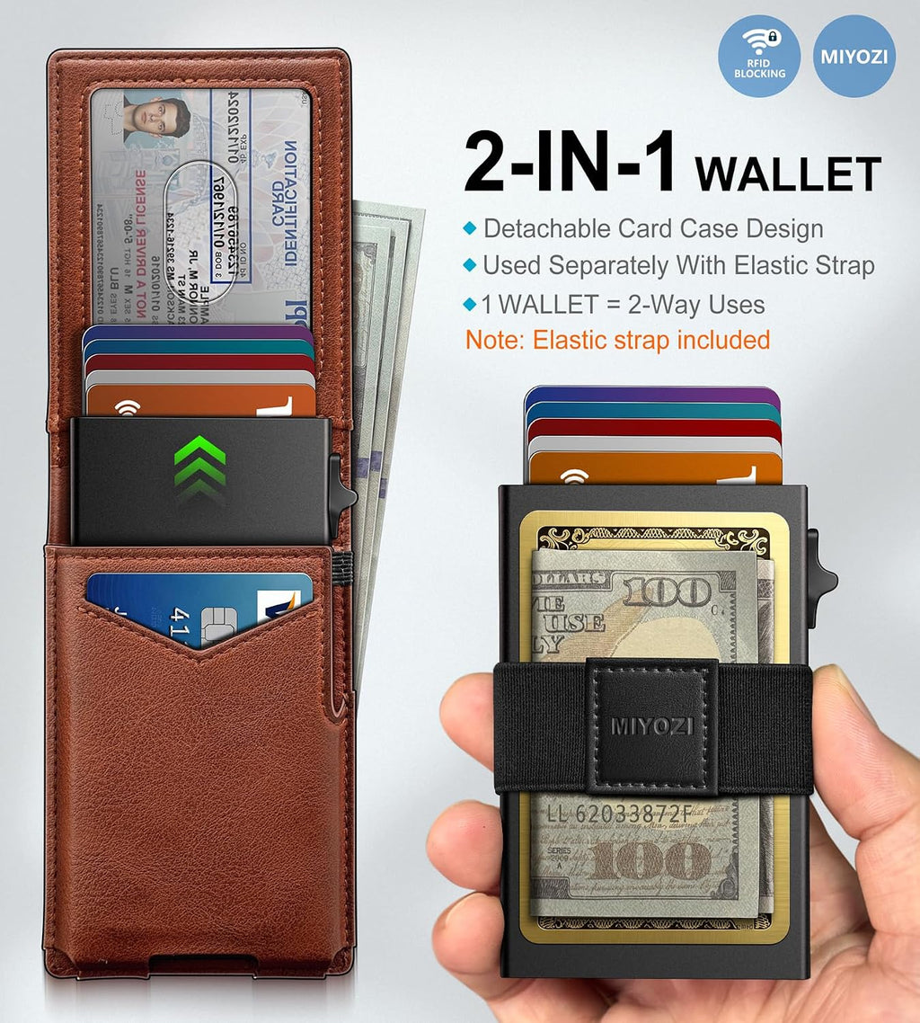 miyozi Cartera para hombre, funda delgada y desmontable para tarjet...