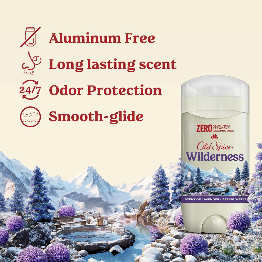 Old Spice Desodorante para hombre sin aluminio Wilderness con lavan...