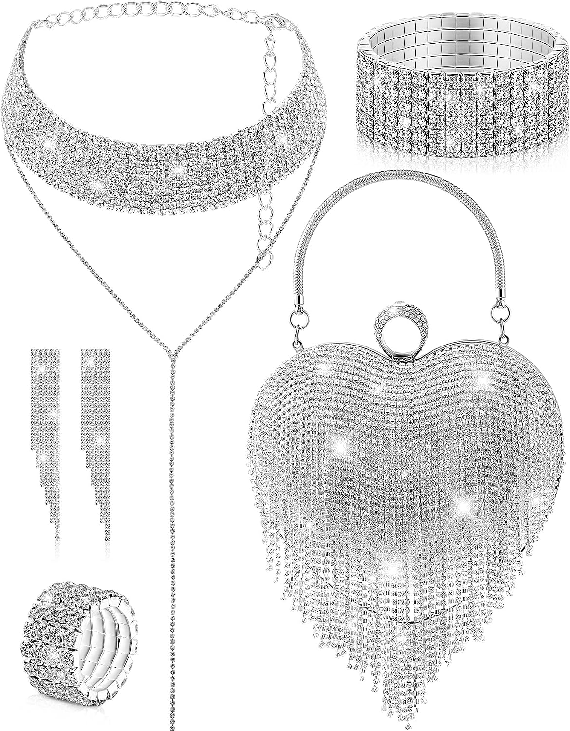 Juego de 5 monederos de embrague de diamantes de imitación para el...