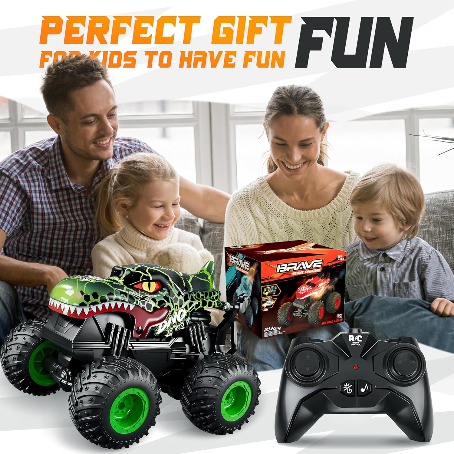 BEZGAR Monster Truck Toys - Camión monstruo de control remoto con l...