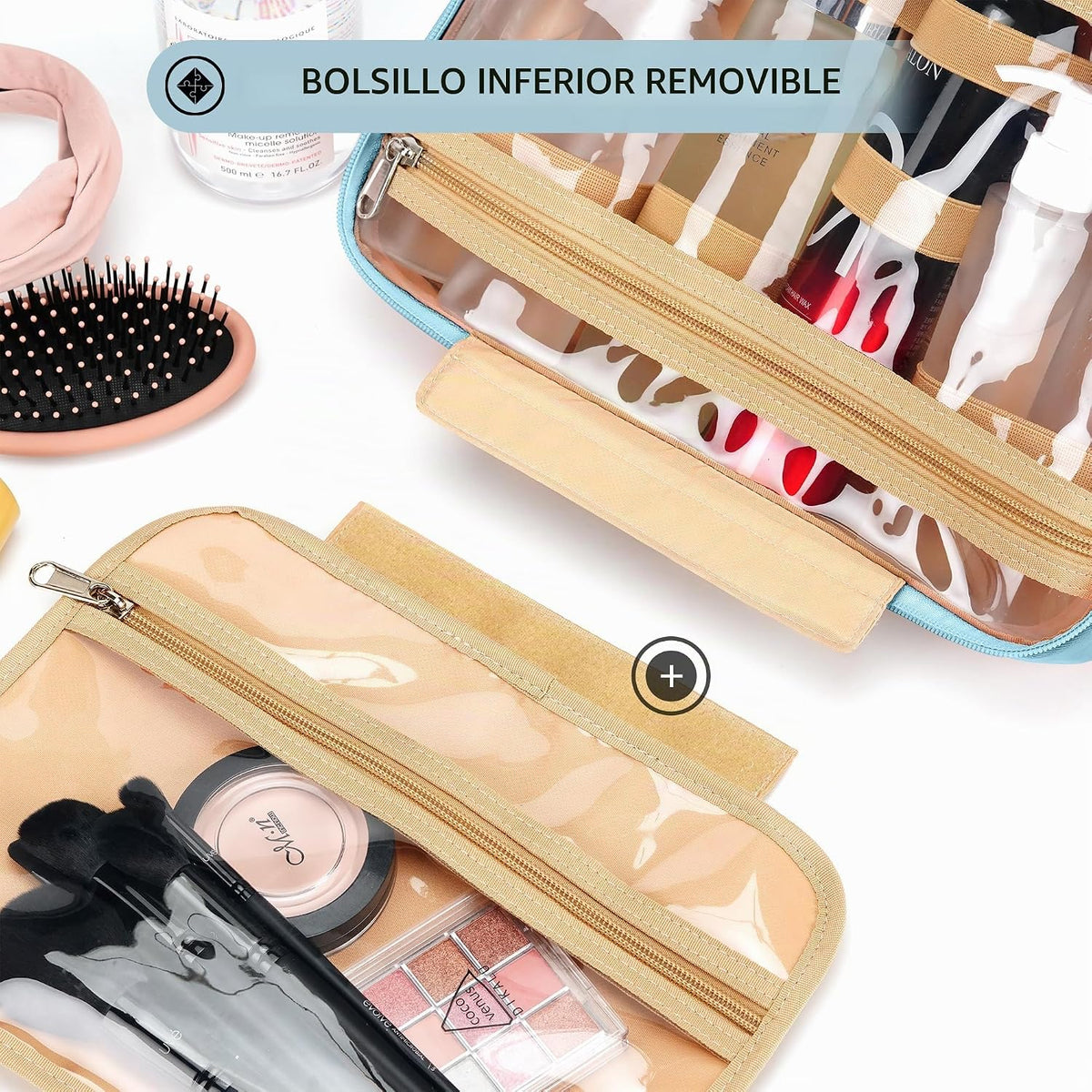 COOSKY Neceser colgante de viaje para mujer, artículos esenciales p...