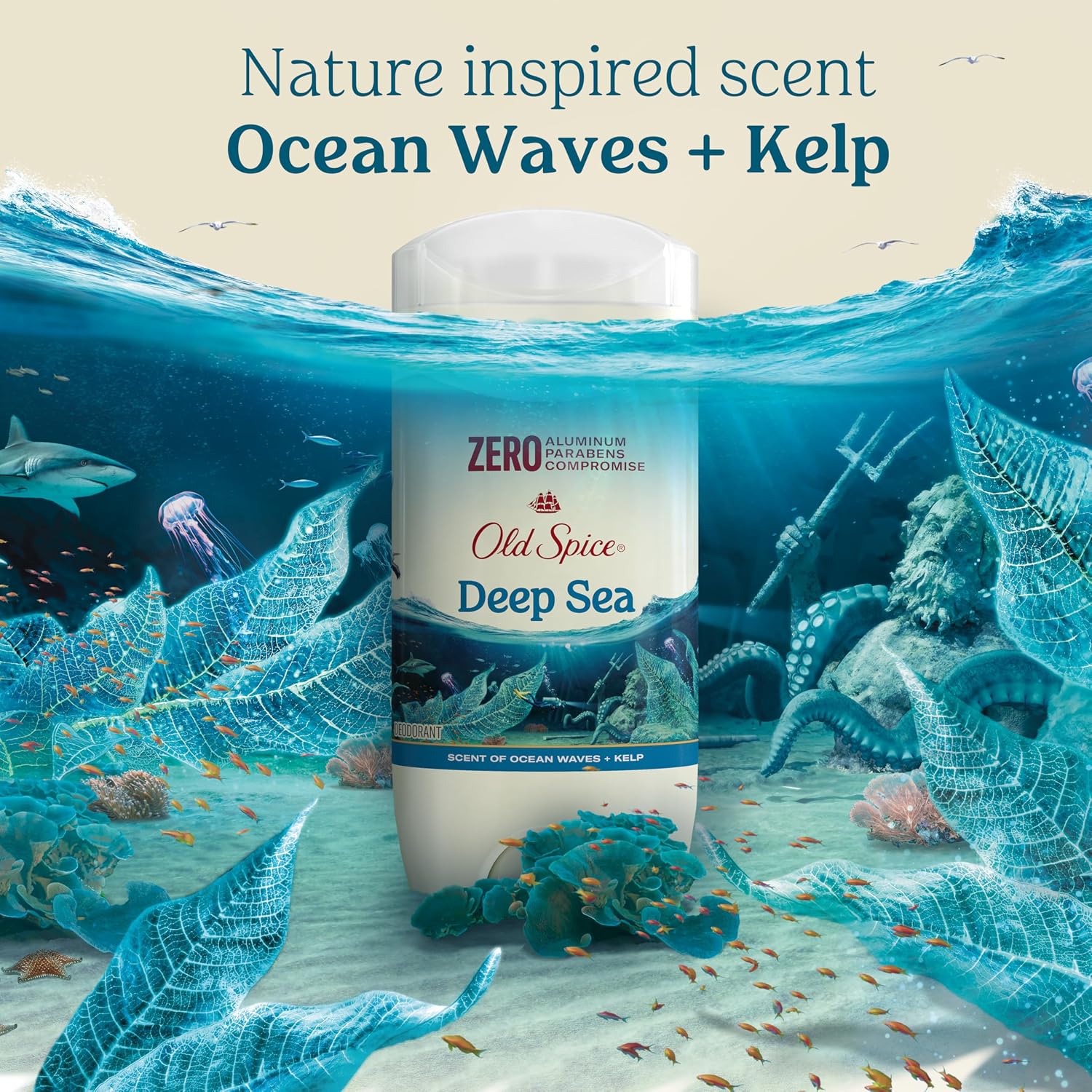 Old Spice Desodorante para hombres, sin aluminio, aroma de mar prof...