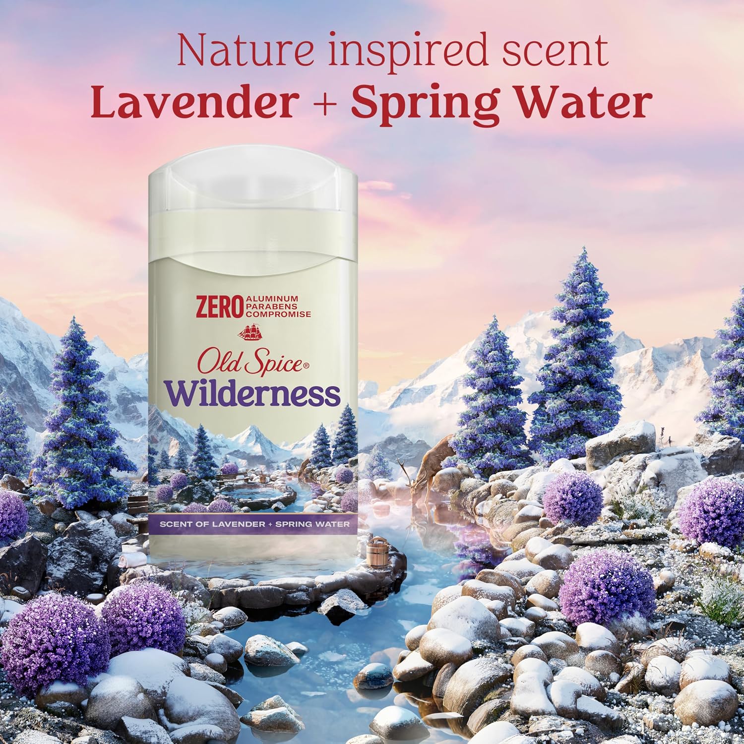 Old Spice Desodorante para hombre sin aluminio Wilderness con lavan...
