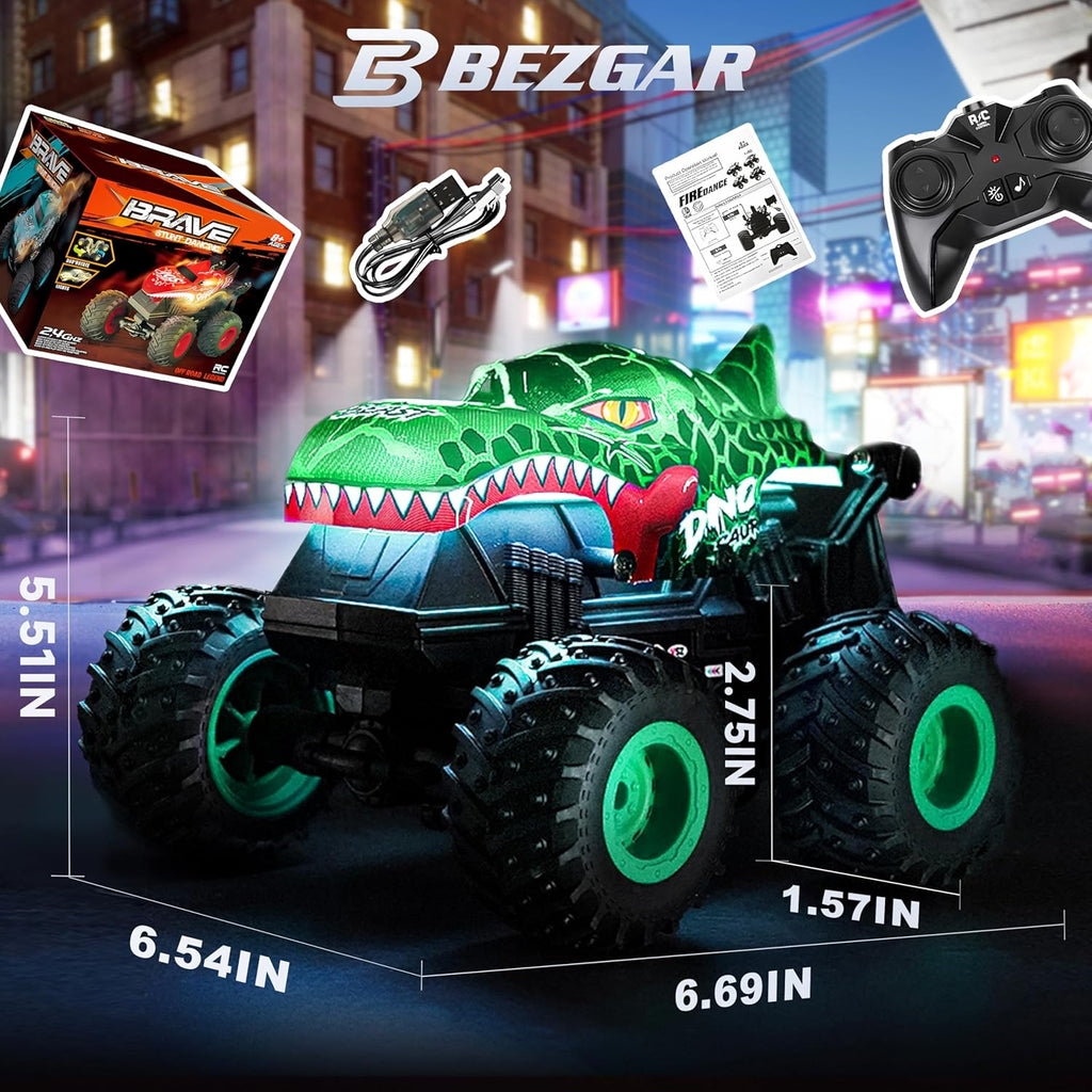 BEZGAR Monster Truck Toys - Camión monstruo de control remoto con l...