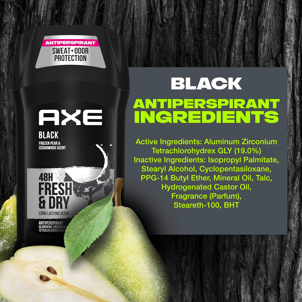AXE Barra antitranspirante para hombre, paquete negro, 48 horas de...