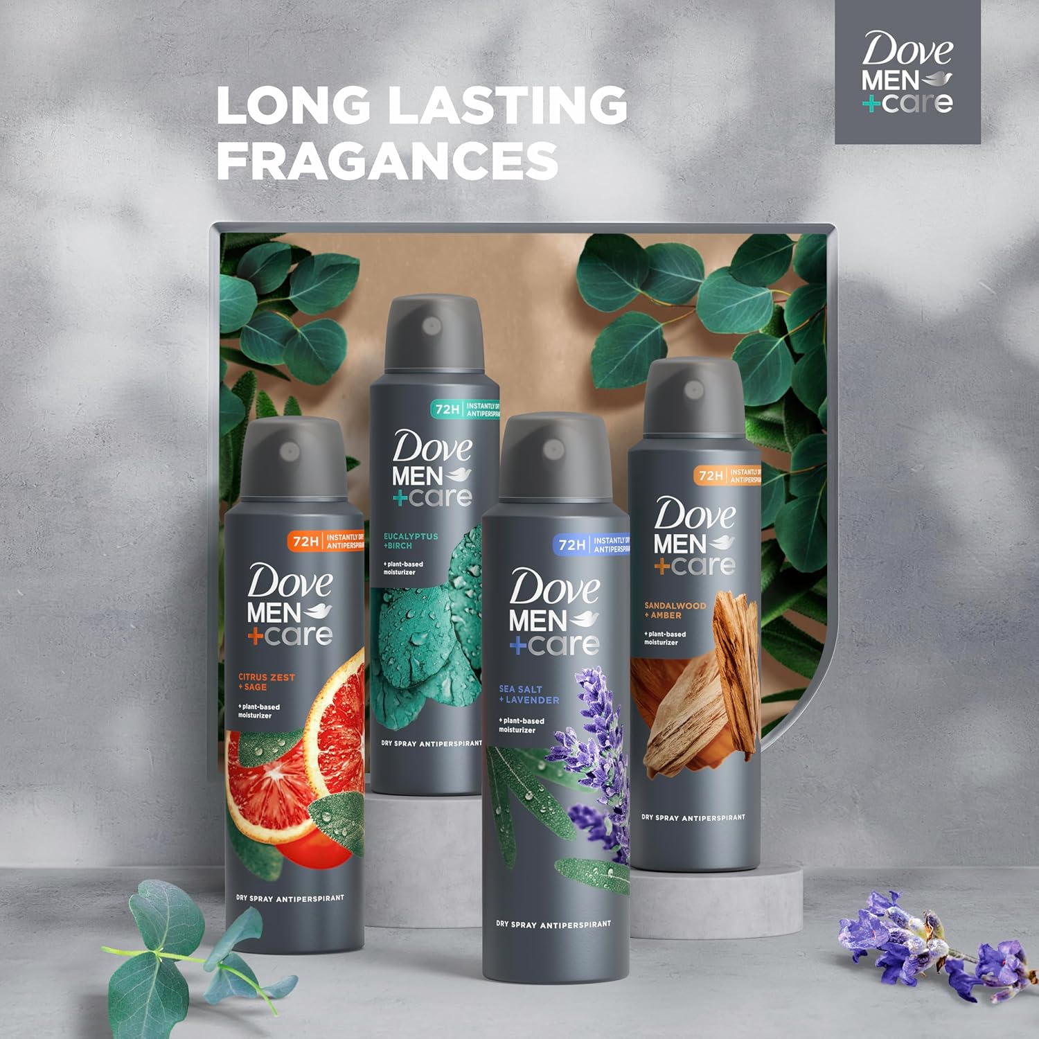 Antitranspirante en espray Dove Men+Care seco, madera de cedro + to...