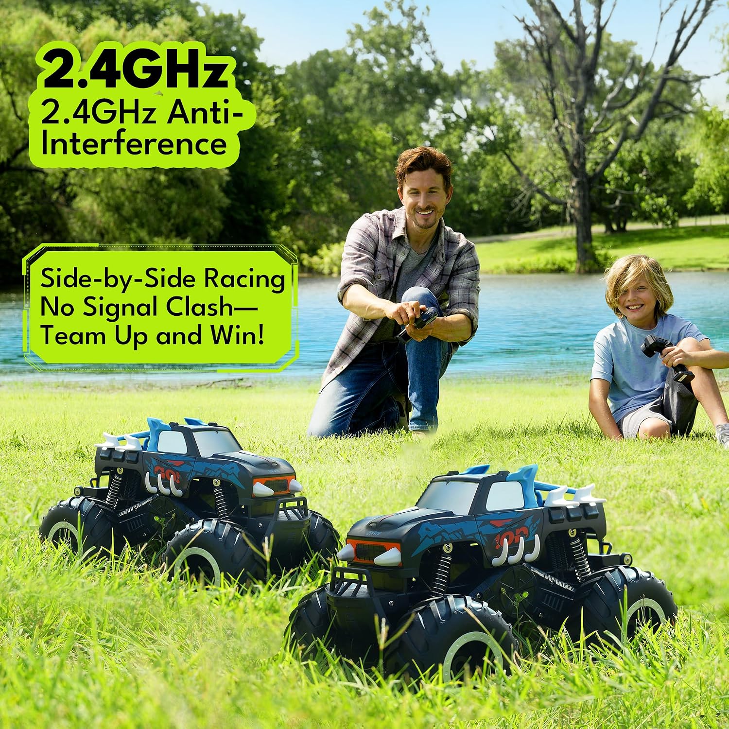 Threeking 1:16 Coches de juguete impermeables RC Monster Truck Cami...