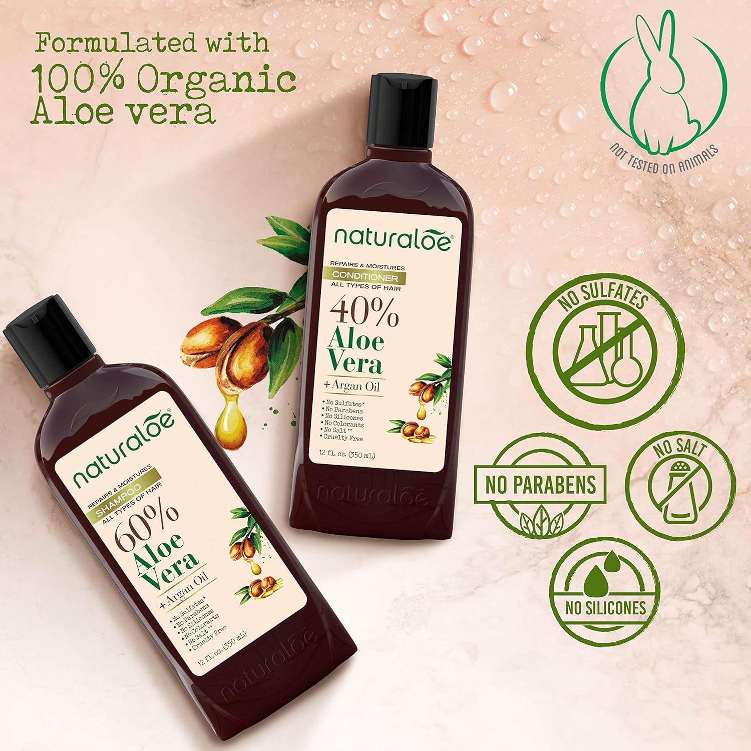 Naturaloe - Champú y acondicionador de reparaciones y humectaciones...
