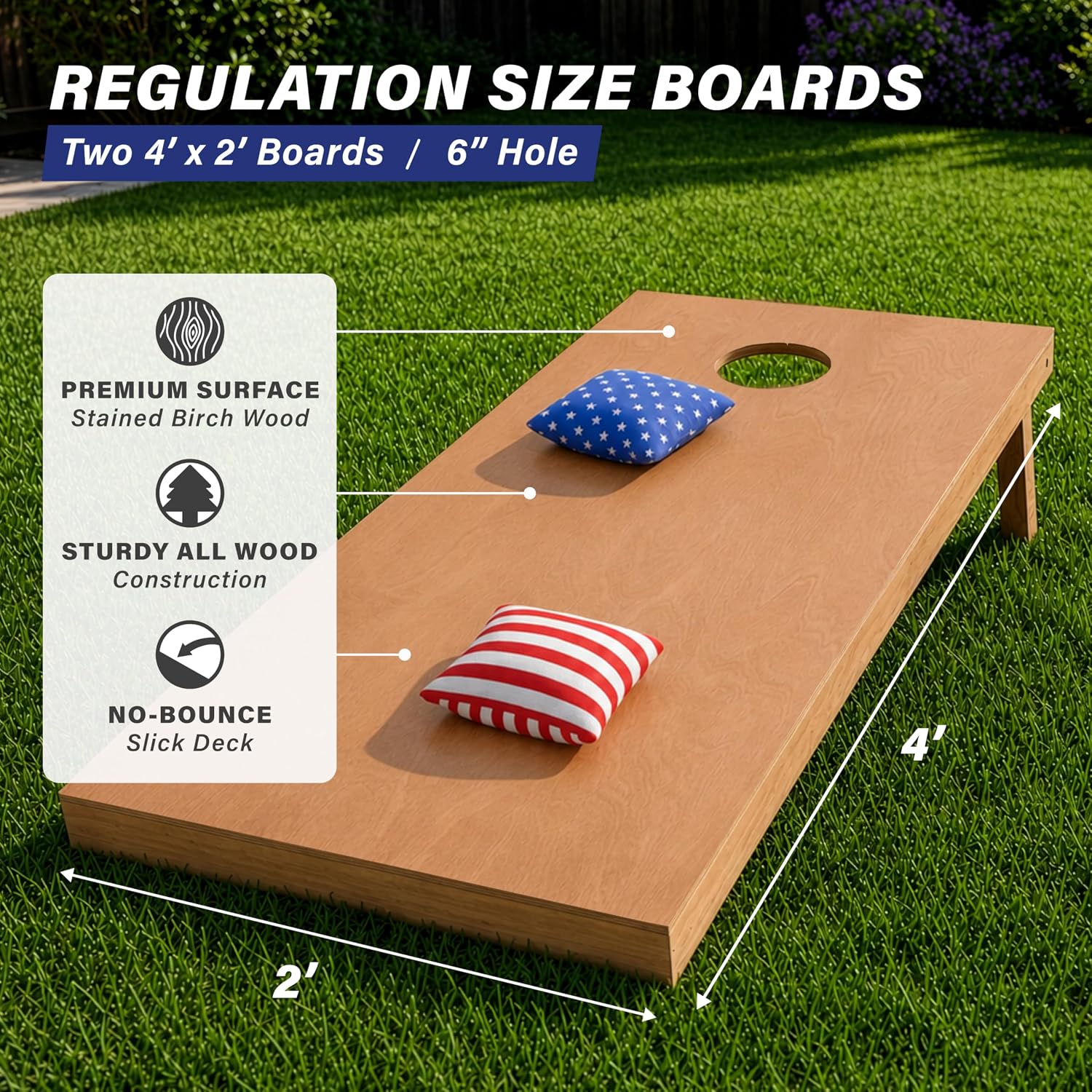 GoSports Juego de tablas de cornhole de madera de tamaño reglamenta...