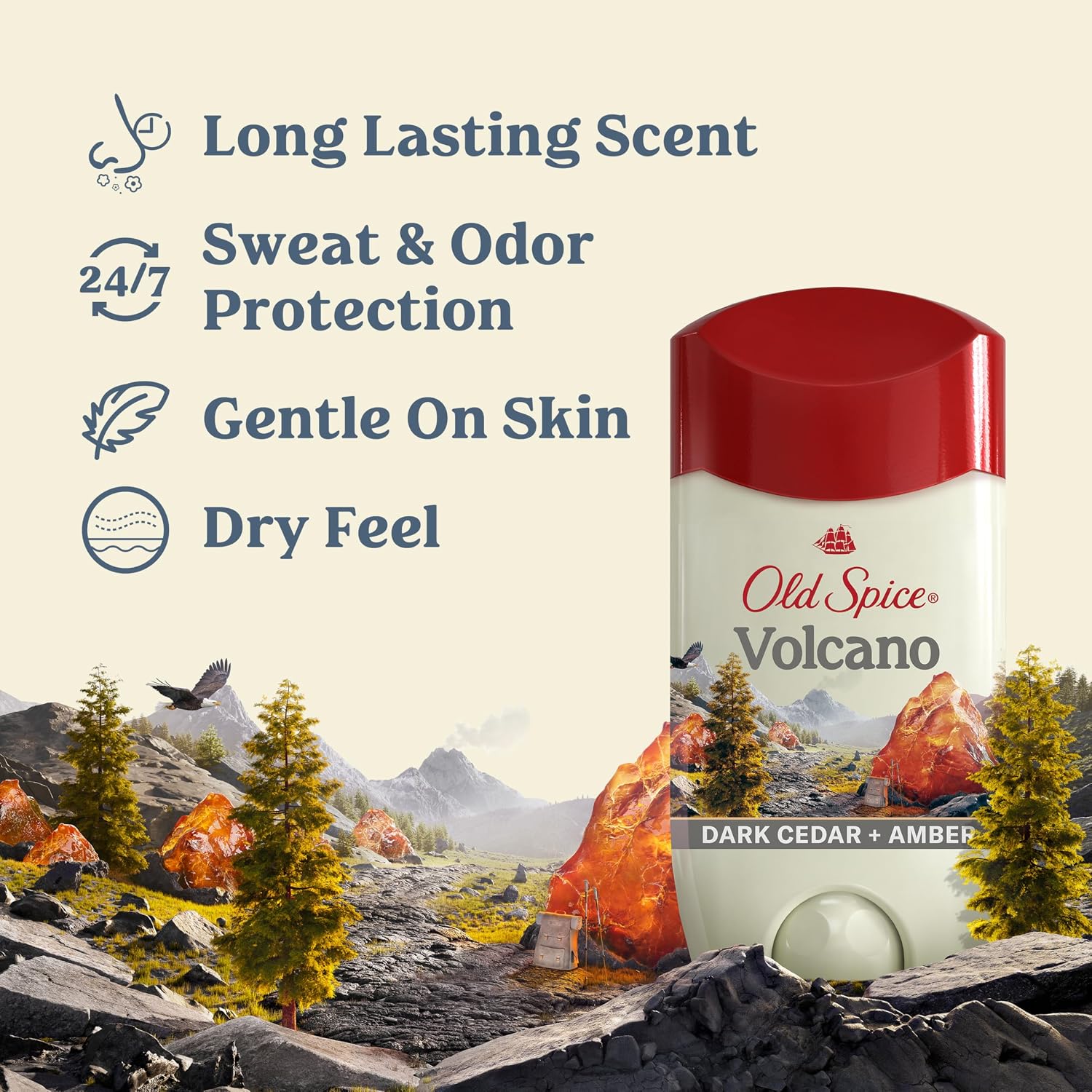 Old Spice Antitranspirante y Desodorante para Hombres Volcano con C...