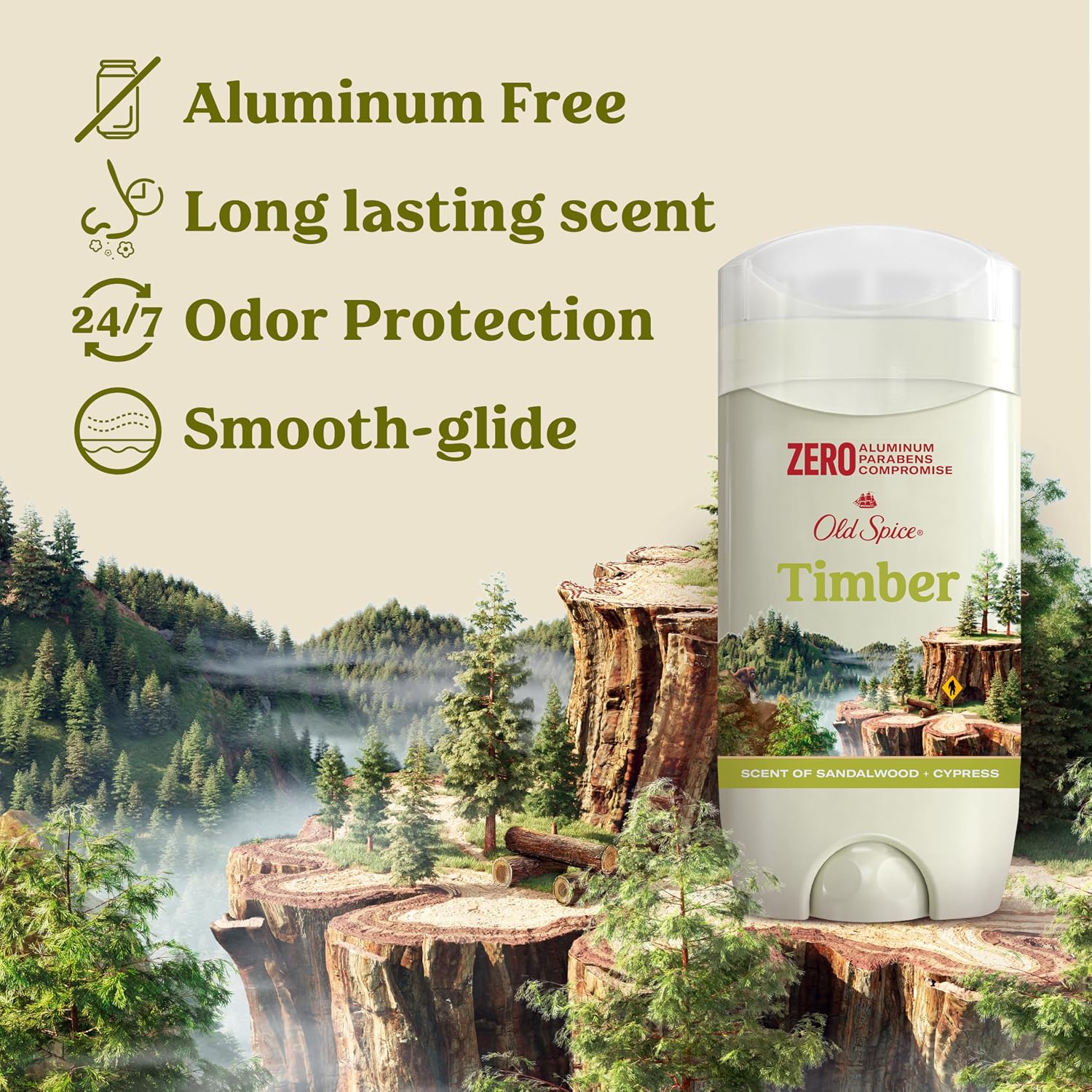 Old Spice Desodorante sin aluminio para hombres, Timber con sándalo...
