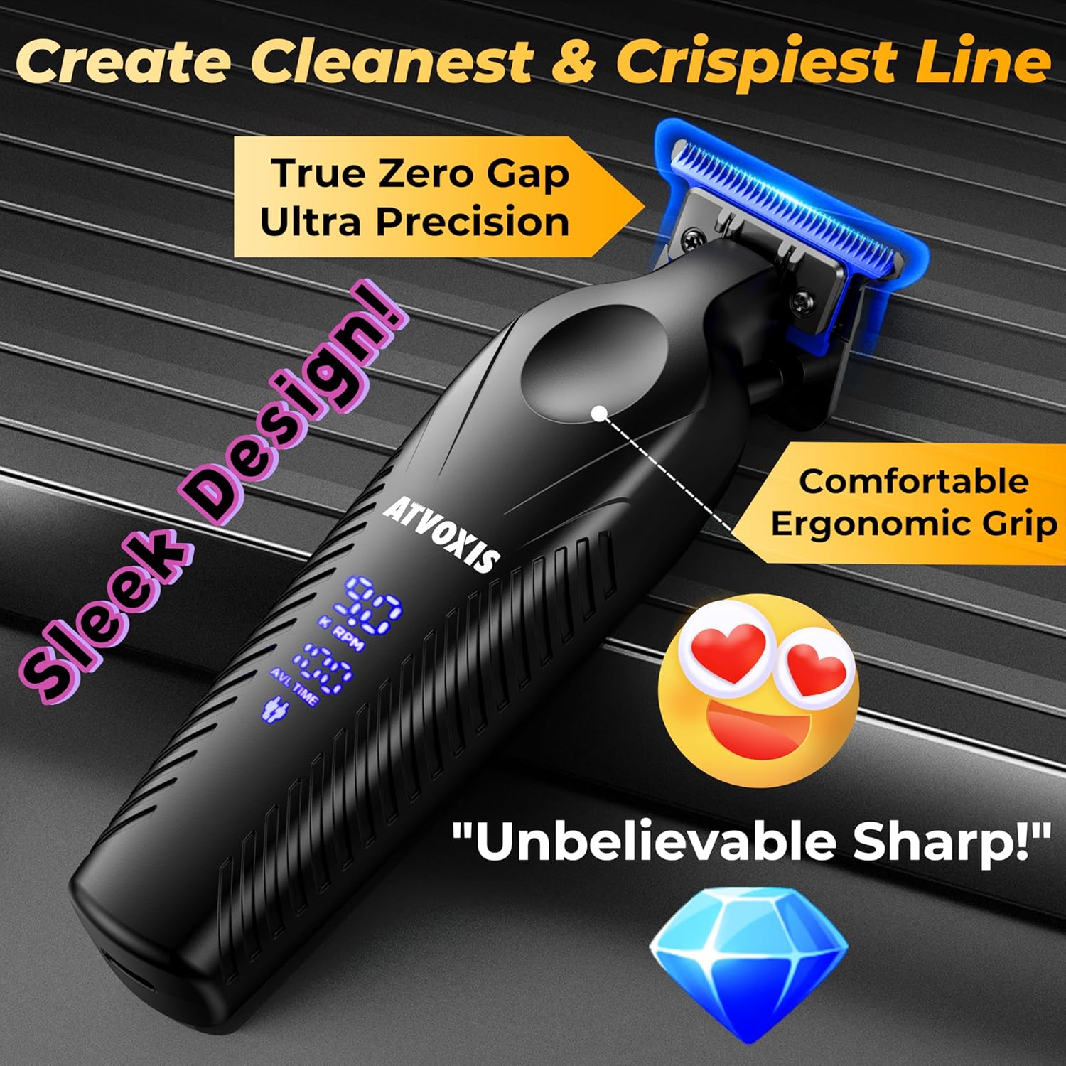 ATVOXIS Zero Gap 9,000 RPM Brushless Professional T Blade Trimmer p...