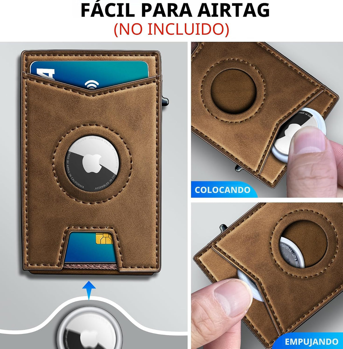 miyozi Airtag - Cartera para hombre con clip para dinero, 9 tarjeta...