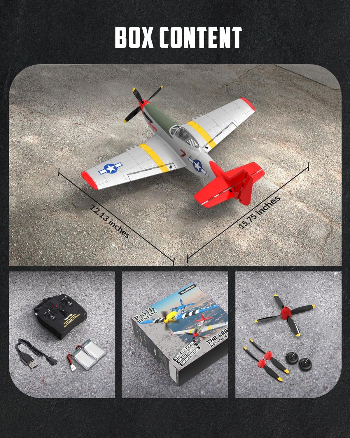 VOLANTEXRC Avión RC, control remoto de 4 canales, avión de combate...
