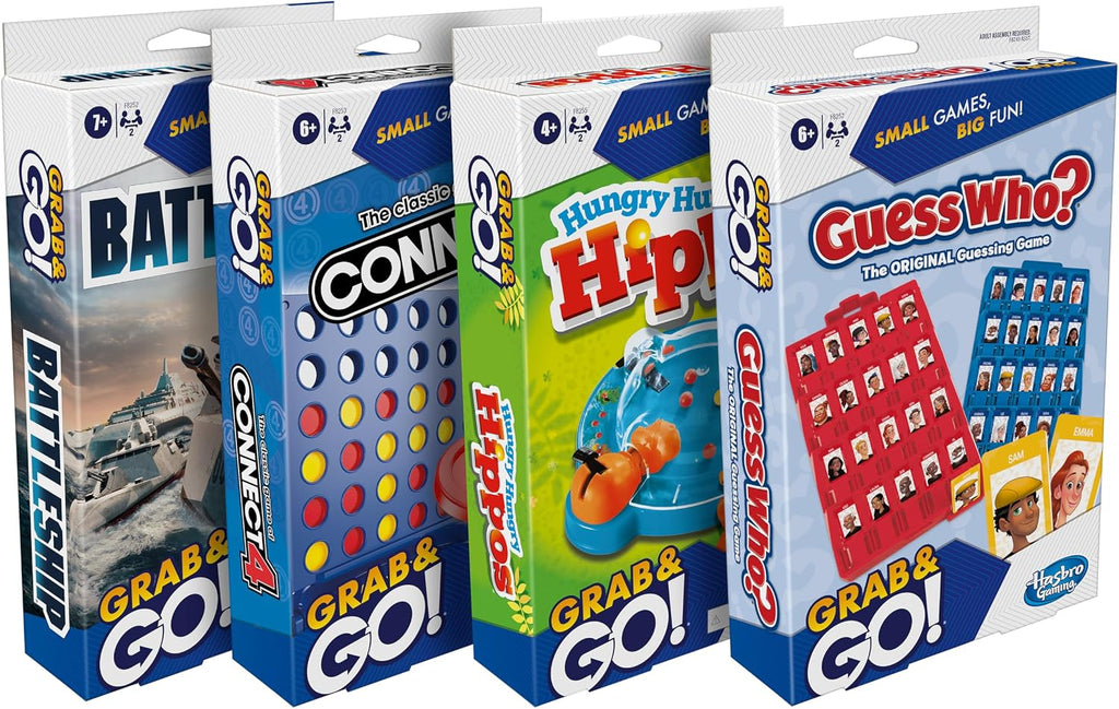 Hasbro Grab and Go! Paquete (paquete de 4), juegos de mesa de viaje...