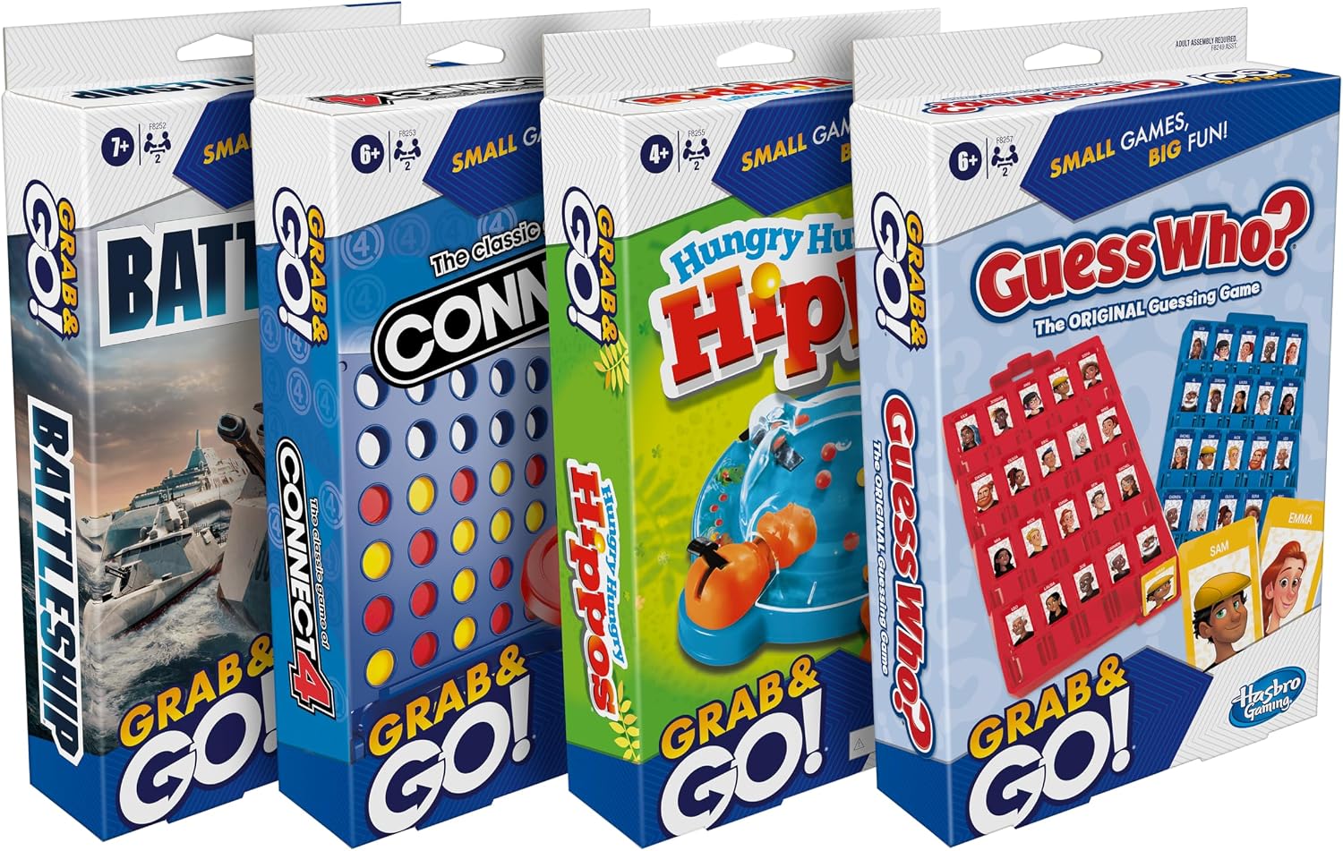 Hasbro Grab and Go! Paquete (paquete de 4), juegos de mesa de viaje...